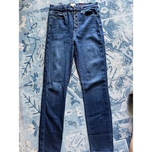 Alice and Olivia High Rise Exposed Button Jeans